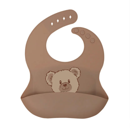 Customize Cartoon Animal Silicone Baby Bib with Name & Pattern Food-Grade Solid Feeding Bib DZ31