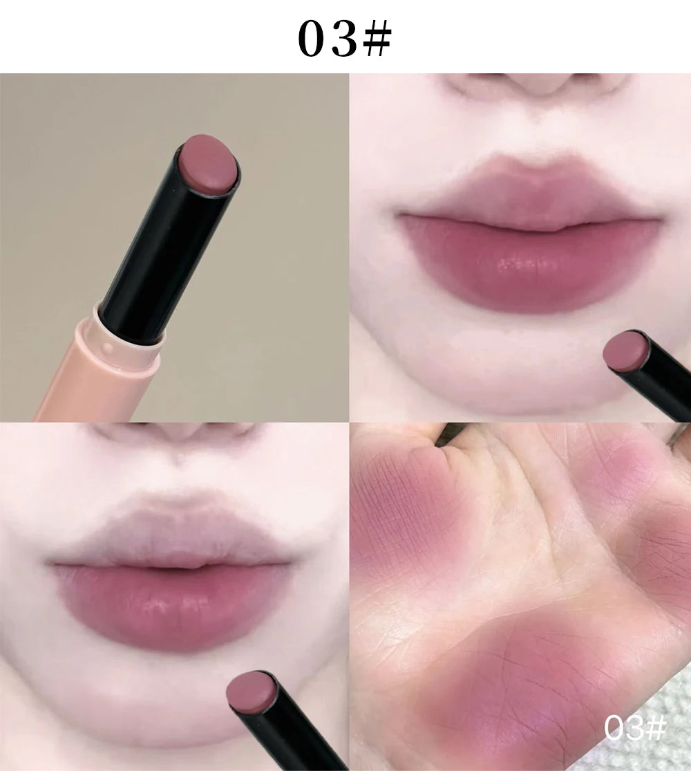 Smoky Grey Violet Lipstick Matte Velvet Finish Smooth Application Lip Mousse Waterproof Mirror Glossy Lip Tint Not Fading Makeup