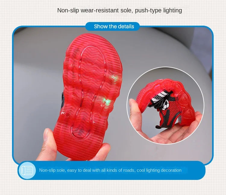 Children's Flashing Soft Sole Sandals Student LED Light-Up Shoes Boys and Girls Light-Up Sandals kids Glowing Beach Shoes