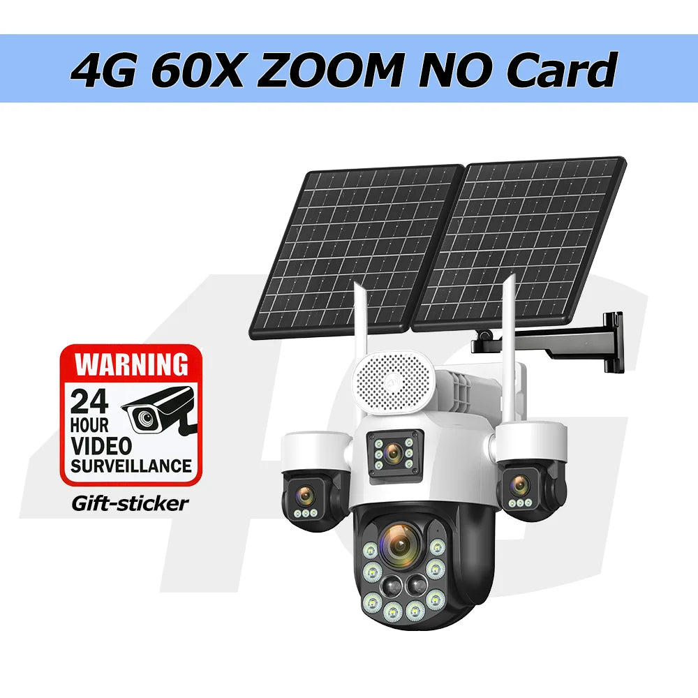 20MP AOV Solar Outdoor Surveillance Camera 4G SIM 7/24 Hours Recording 60X Optical Zoom Auto Track 31200mah Security PTZ Cameras