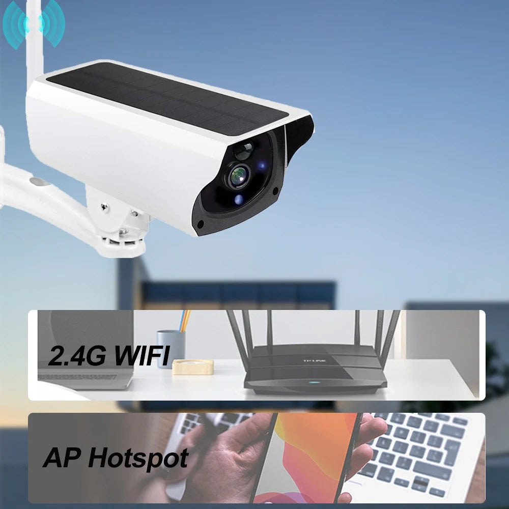 Wireless Solar Bullet Camera Outdoor WiFi 1080P 4x Zoom CCTV Surveillance IP Cam Home Security Protection Battery PIR Detection