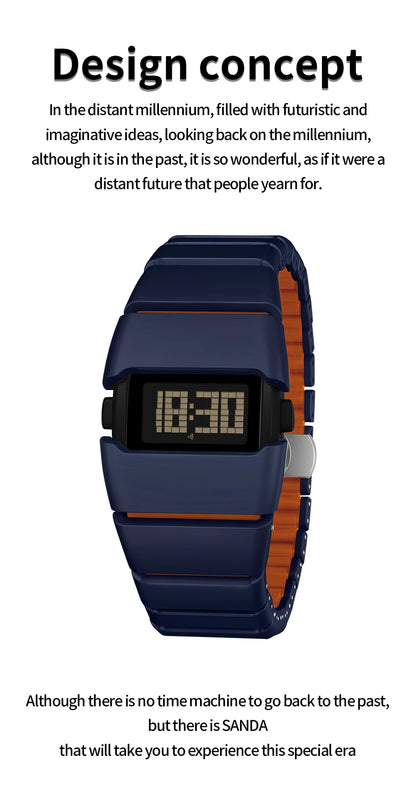 SANDA 9504 Retro Electronic Watch 5ATM Waterproof Night Light Display Snooze Alarm Clock Stopwatch Men's and Women's Watches2026