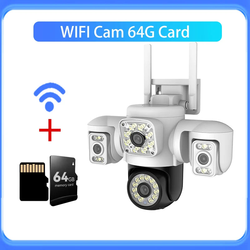 Yoosee 15MP WIFI Security Camera Outdoor AI Human Tracking 3 Lens 3 Screens 360° PTZ Surveillance Full Color Night Vision CCTV