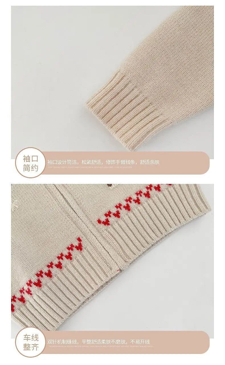 Baby Sweater Early Spring Korean Style Fashion Knitted Cardigan Spring and Autumn Girls' Cartoon Cute Sweater Versatile