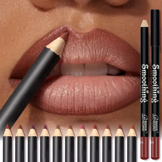 Waterproof Matte Lipliner Pencil Red Contour Tint Lipstick Long Lasting Non-stick Cup Moisturising Lips Makeup 12 Colors