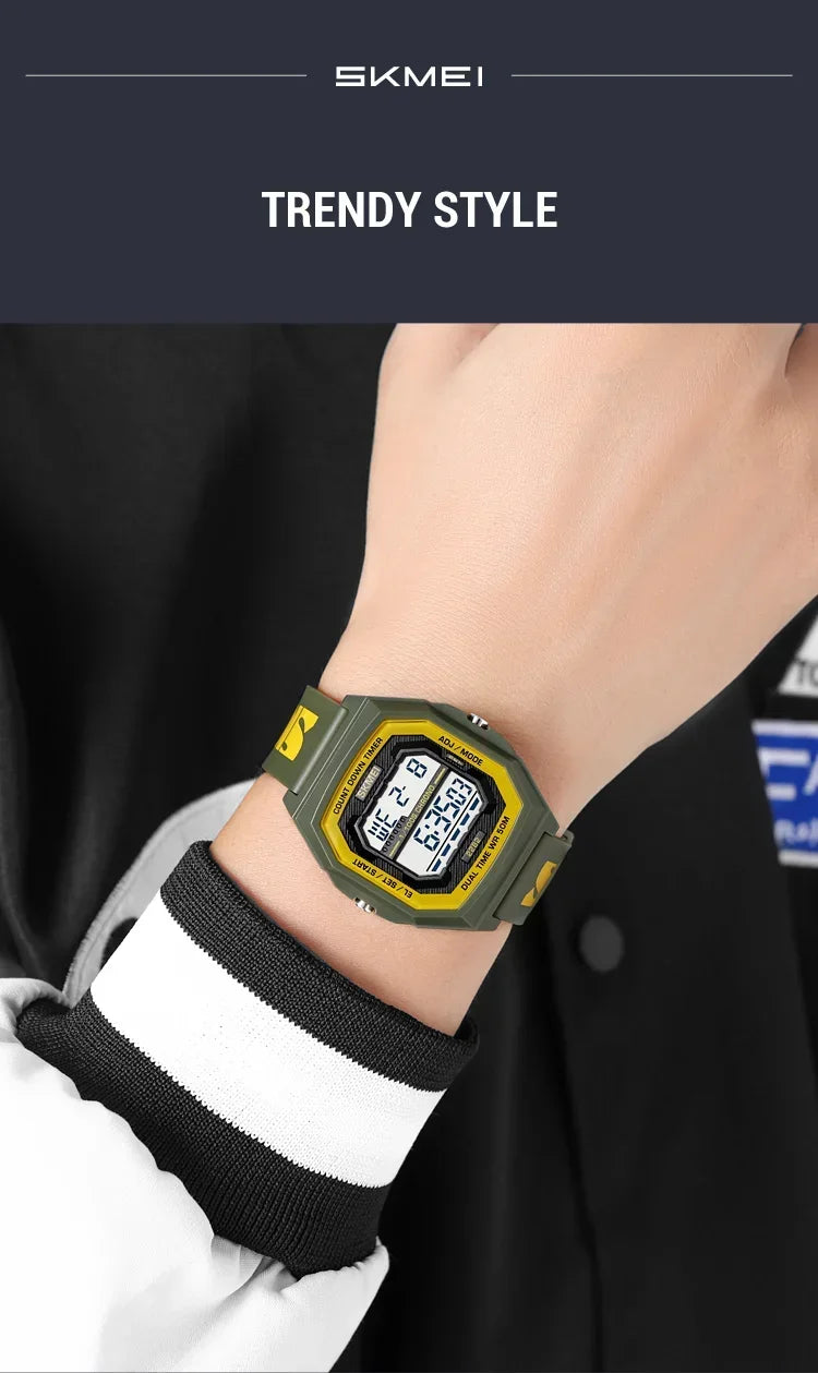 SKMEI 2282 Watches For Men Women 5Bar Waterproof Stopwatch Countdown Wristwatches Reloj Hombre Fashion Digital Sport Electronic