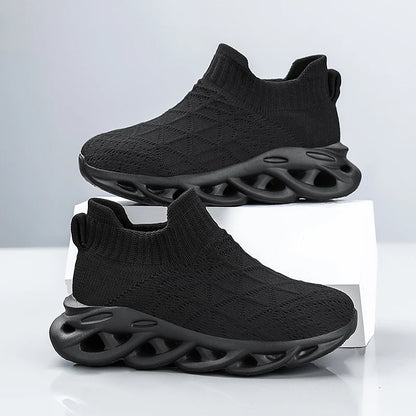 Children Sneaker Boys Sock Shoes Fashion Knit Spring Breathable Lightweight Running Sports Shoes Boy Slip on Casual Sneaker