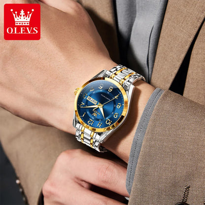 OLEVS 3666 Couple Watch Luxury Brand Quartz Watch Waterproof Watch Lover Gift Night Light Classic Date Week Clock His Her Watch