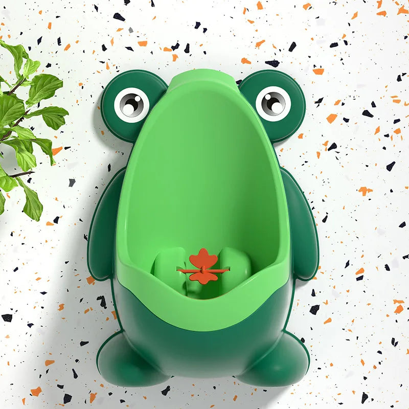 Boys Potty Training Urinal, Frog Design with Spinning Aim Target, Wall Mount Standing Pee Trainer for Toilet, Easy Clean