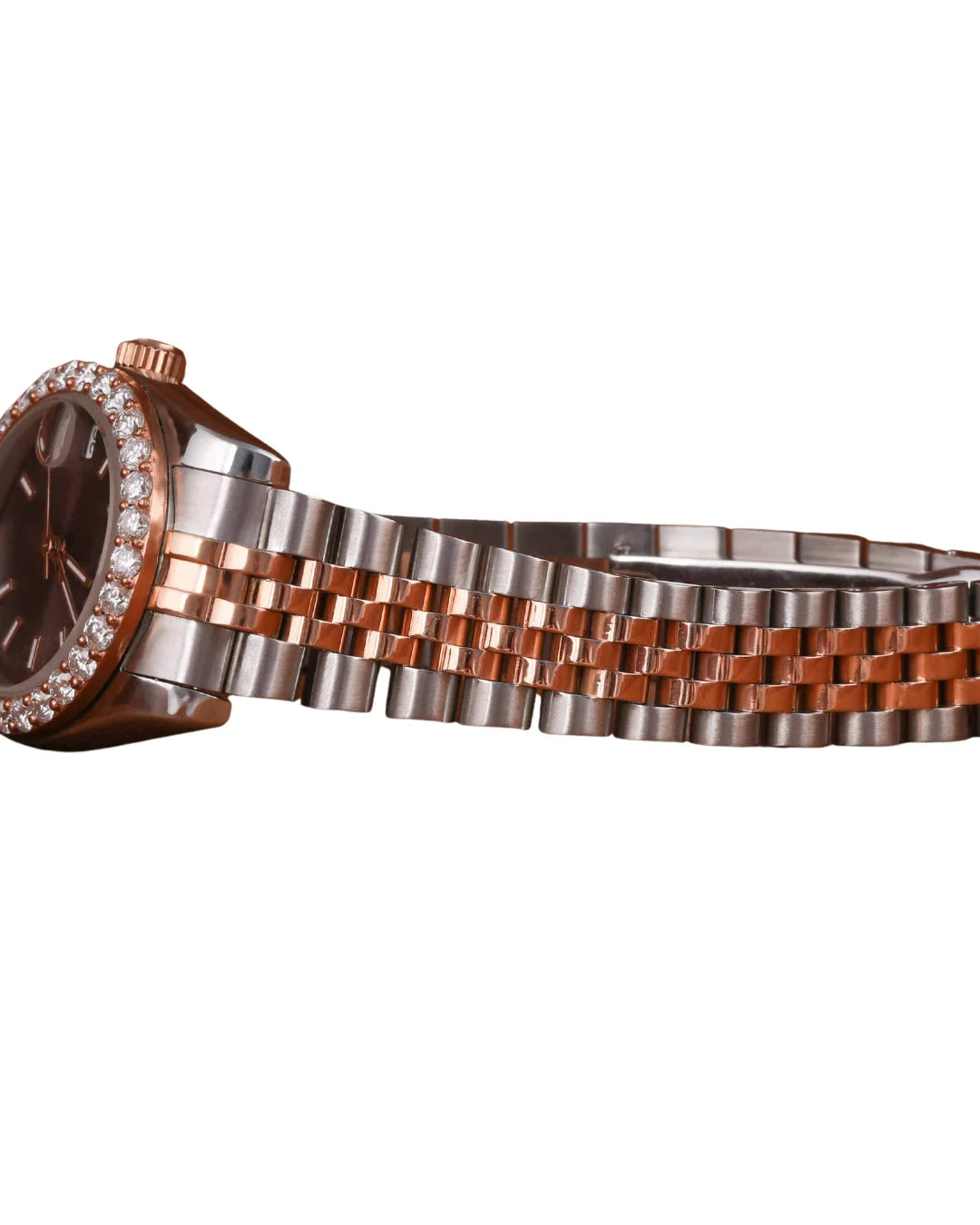Best Quality Daily Strong Use Moissanite Stainless Steel Watch Brown Dial Ready For Stock Quartz Watches For Unisex