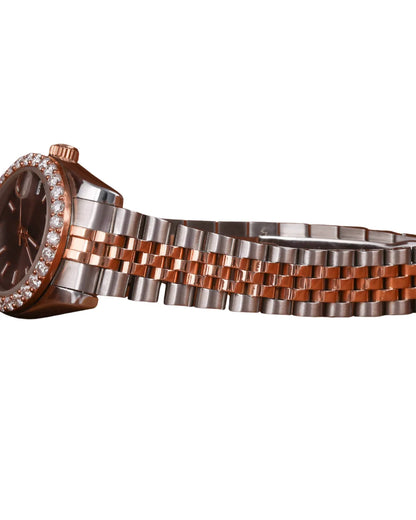 Best Quality Daily Strong Use Moissanite Stainless Steel Watch Brown Dial Ready For Stock Quartz Watches For Unisex