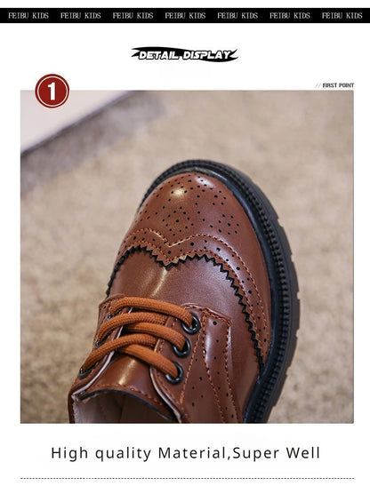 New All-match Black Brown Teenage Boy Dress Shoes 2024 Vintage Formal England Boys Wedding Party Shoes Boys Leather Shoes H06213