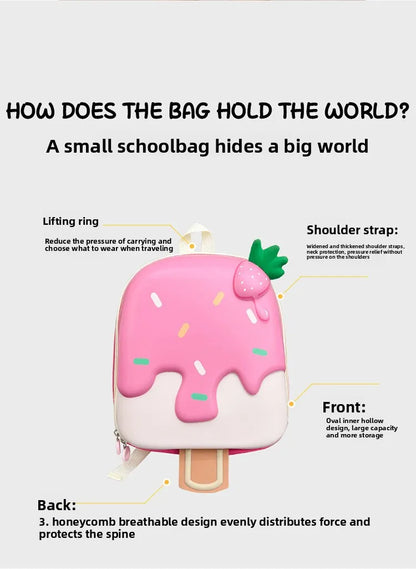 Ice Cream Children's Backpack Fashion Princess Schoolbag Kindergarten Baby Shoulders Bag 3D Cute Bookbag Kids Birthday Gifts