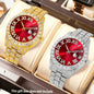 2-Piece Men's Luxury Watch Set - Classic Minimalist Large Dial Casual Versatile Quartz Watch Golden & Silvery Combination Set