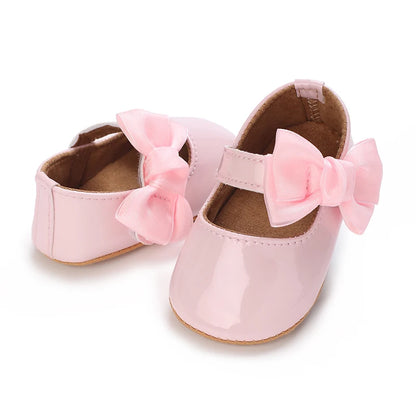 Toddler Girls' Fashionable Bowknot Princess Shoes, Comfortable Soft Mary Jane Flat Shoes Suitable For Parties And Various Activi