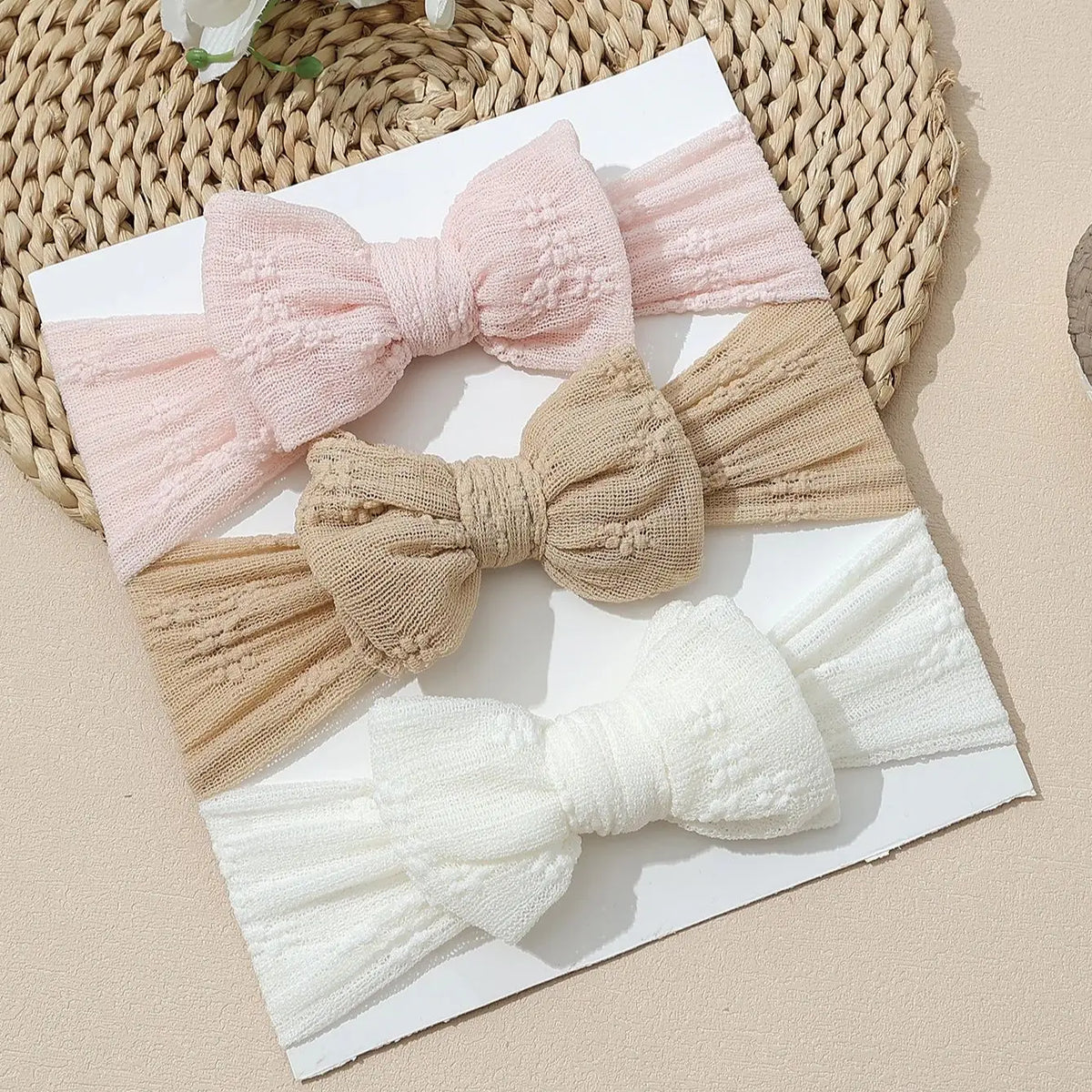 3pcs/set Baby Girl Headband Double Mesh Bows Hairband Soft Turban Lovely Bow Kids Headwear Hair Accessories for Newborn Infant