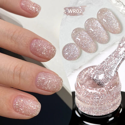 LILYCUTE 7ml Reflective Glitter Gel Nail Polish Shining Sparkling Gorgeous Silver Effect Semi-permanent UV Gel Nail Art Manicure