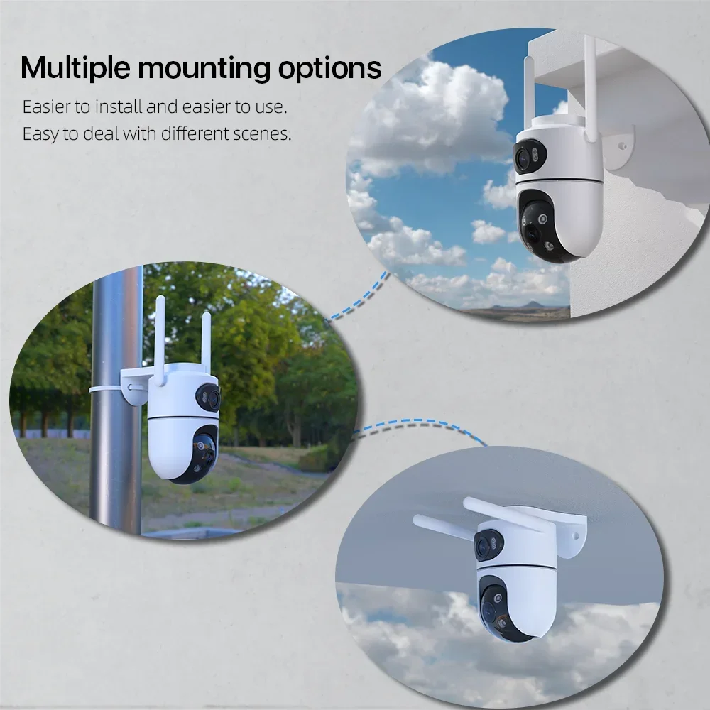 8MP Dual Lens WiFi PTZ Camera Outdoor Security Camera 4MP+4MP Wireless CCTV IP Camera Smart Home Surveillance Night Vision AI De