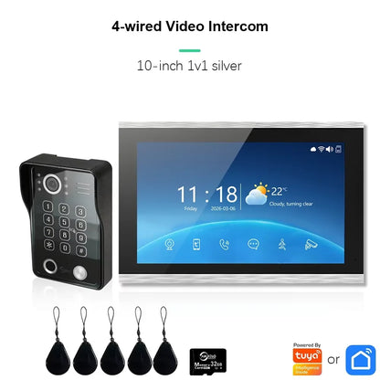 ANJIELO Tuya WiFi 5-in-1 Fingerprint Unlocking Video Intercom System, Suitable For Homes, With 1080P HD Security Protection
