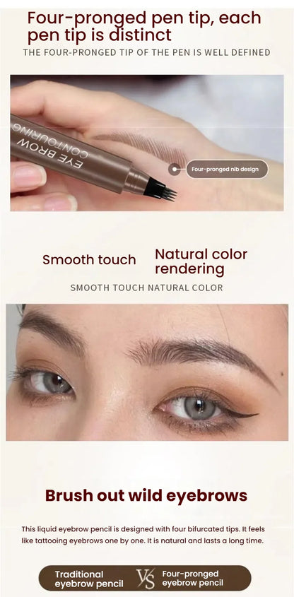 5 Colors Microblading Eyebrow Pen Waterproof Liquid Eyebrow Pencil Long Lasting Eyebrow Pen 4 Points Eye Brow Pen Cosmetics