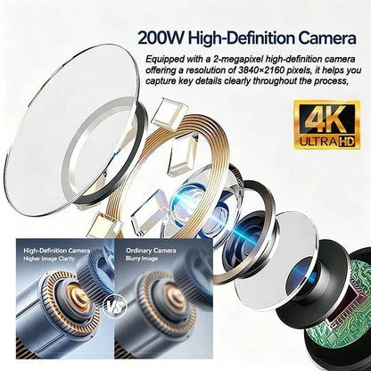 4K UHD 360° Two-Way Type-C Articulating 6mm Endoscope Camera Borescope Car Inspection Industrial Endoscope For IOS Android