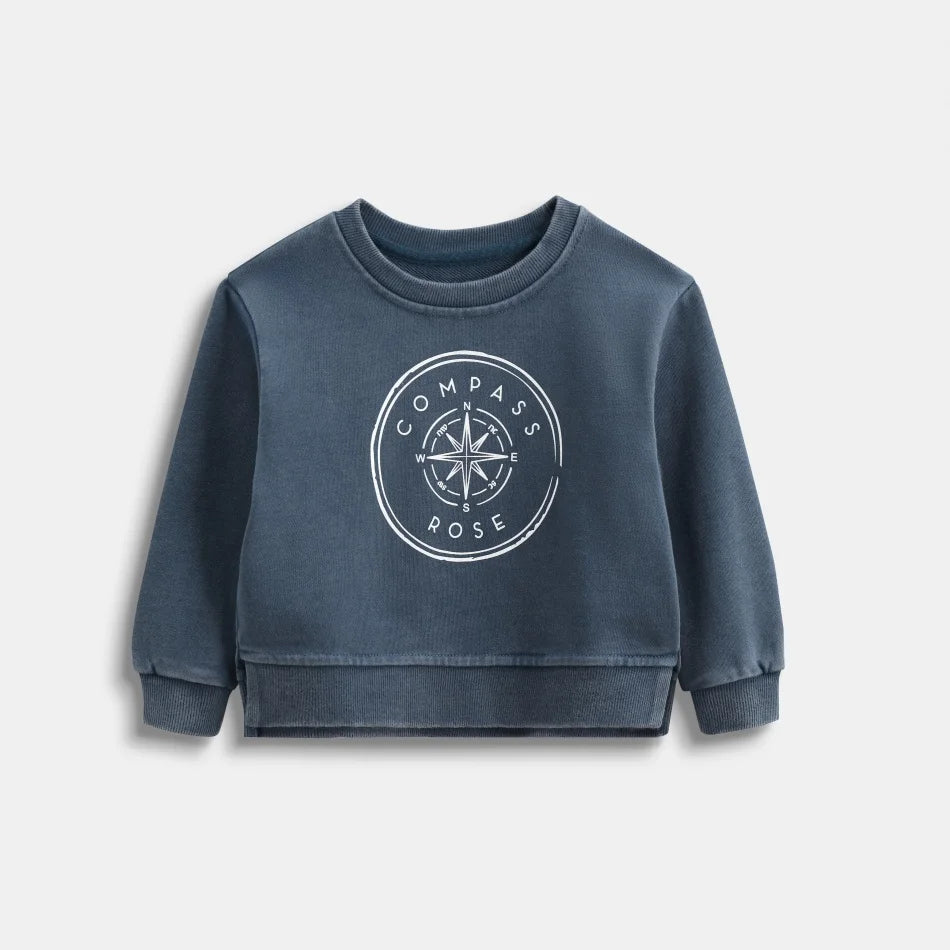 2026 Ali Plus new AW26 Compass Collection Dusty pink Muted blue washed denim oversized sweatshirt kids girl boy baby clothing