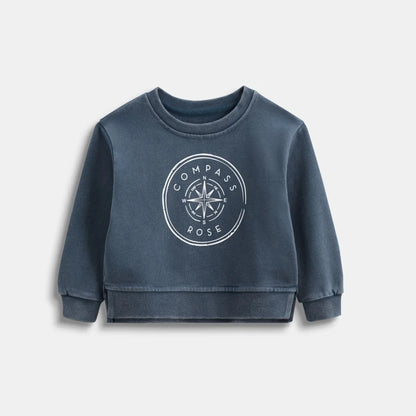 2026 Ali Plus new AW26 Compass Collection Dusty pink Muted blue washed denim oversized sweatshirt kids girl boy baby clothing