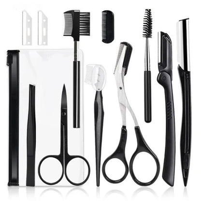 New Eyebrow Trimmer Set Scissors Tweezers Eyebrow Razor Scraping Eyebrow Comb Razor Eyebrow Clip Makeup Tools Sets