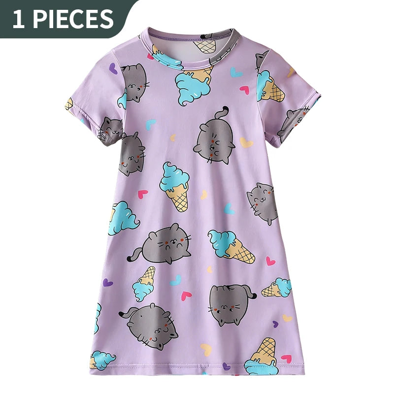 1/2 Piece Children's Sweet And Lovely Straight Skirt Loose And Comfortable Girl's Home Skirt Casual Round Neck Plus Size Skirt