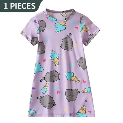 1/2 Piece Children's Sweet And Lovely Straight Skirt Loose And Comfortable Girl's Home Skirt Casual Round Neck Plus Size Skirt