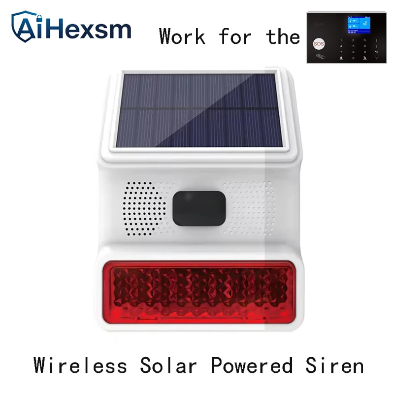 New 433MHz Wireless light Flash Strobe Outdoor Solar Waterproof Siren for Home Burglar PIR Motion Door Gap Security Alarm System