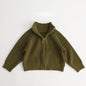 Autumn Winter Kids Sweater 1-6T Solid Color Zipper Boys Girls Turtleneck Cardigan Coat Children Baby Loose Warm Knit Tops