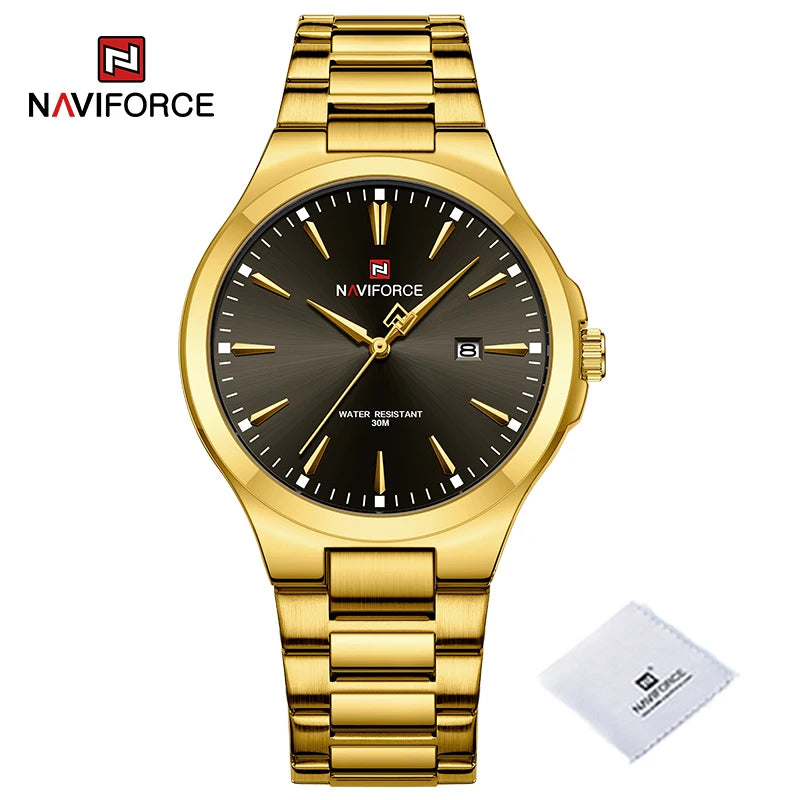 NAVIFORCE Trend Watch for Men Casual Date Display Waterproof Quartz Military Stainless Steel Strap Man Watches Relogio Masculino