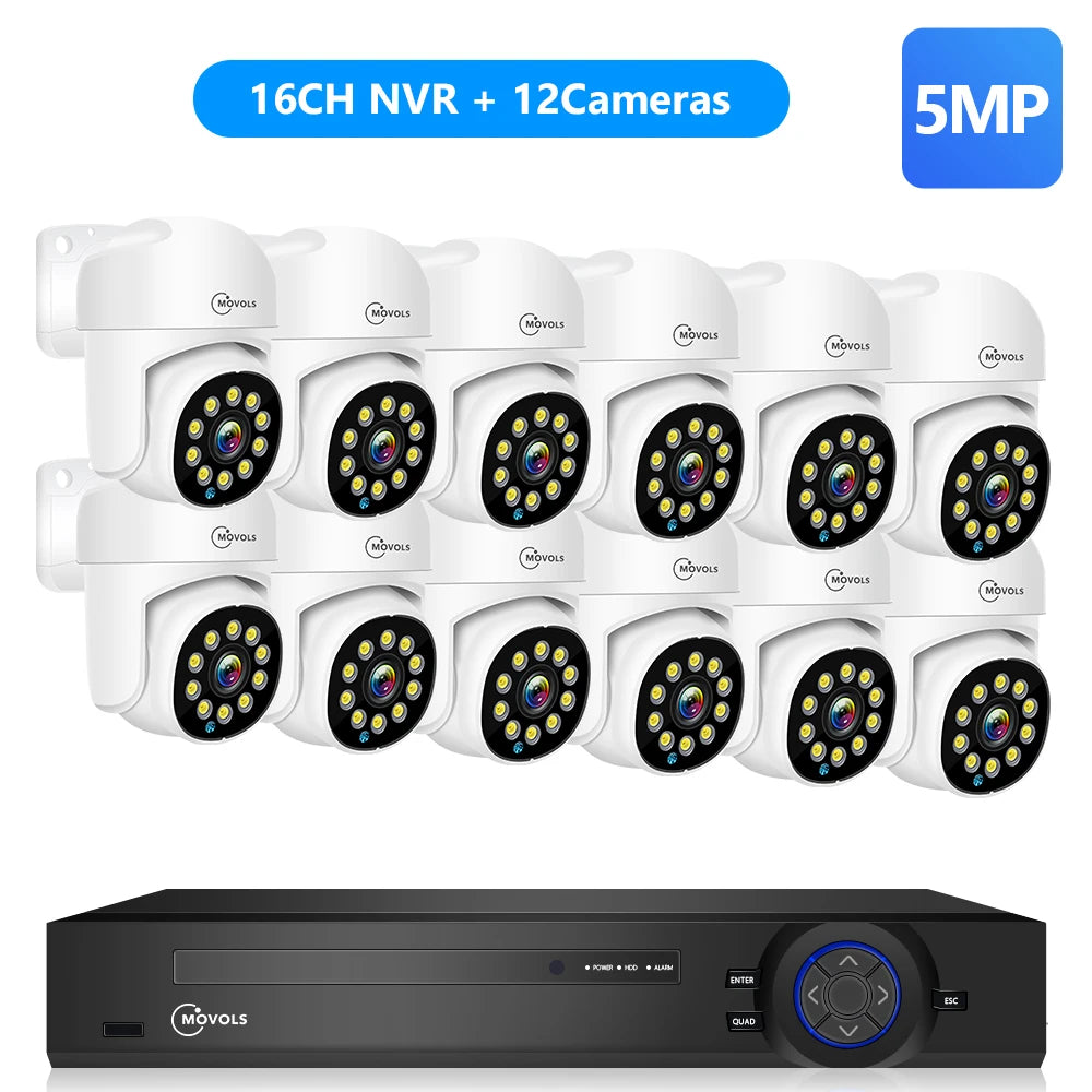 Movols 4K 16CH XMEYE POE Surveillance System 8MP 4MP Two Way Audio PTZ CCTV System AI P2P Security Camera Video Surveillance Kit