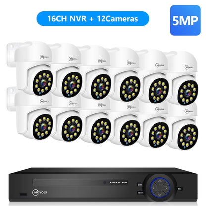 Movols 4K 16CH XMEYE POE Surveillance System 8MP 4MP Two Way Audio PTZ CCTV System AI P2P Security Camera Video Surveillance Kit