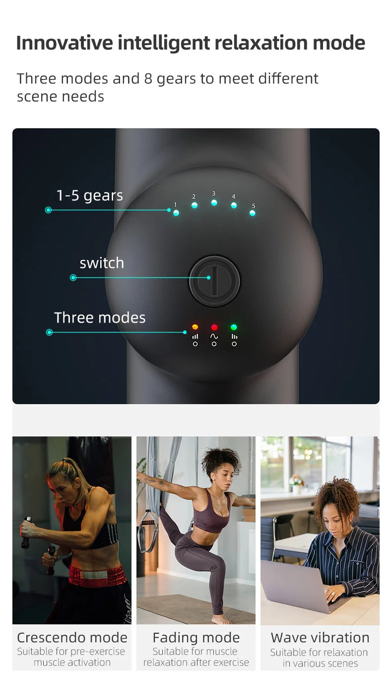 Booster Massage Gun Electric Neck Massager 7.4V  Smart Hit Fascia Gun for Body Massage Relaxation Fitness Electric Muscle Massag