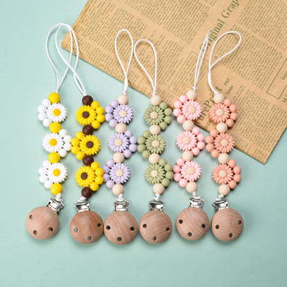 LOFCA Baby Silicone Teethers Pacifier WoodenClips Chain For Baby Pendant Nipple Holder Baby Teething Toys BPA Free Chew Beads