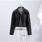 Street Pu Leather Women Jacket Elegant Long Sleeve Zippers Stand Collar Female Outwear 2026 Autumn Winter Chic Lady Coat