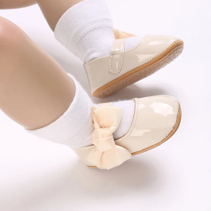 Toddler Girls' Fashionable Bowknot Princess Shoes, Comfortable Soft Mary Jane Flat Shoes Suitable For Parties And Various Activi