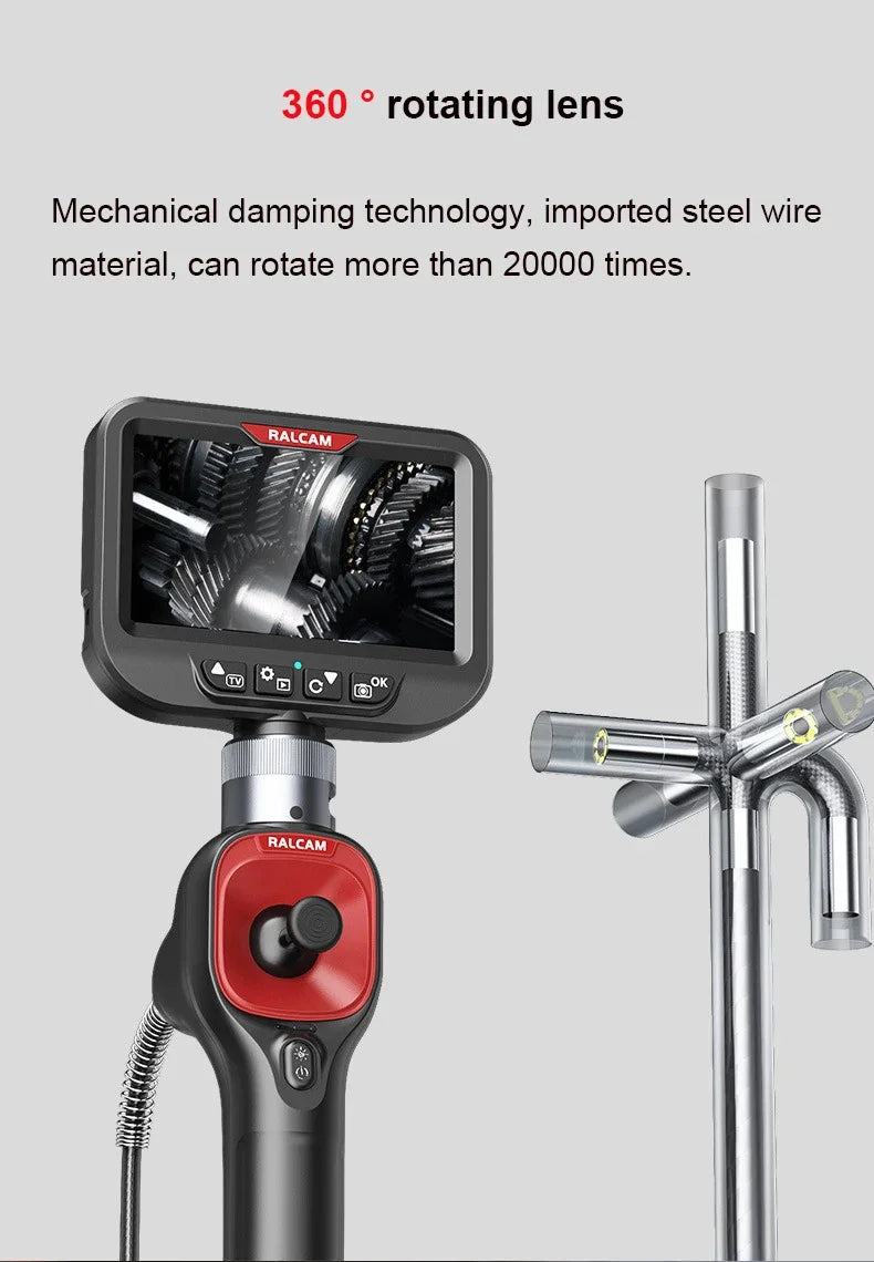 360° Articulating Borescope 6.2mm 4 Ways 3m Wires IPS Automotive Inspection Camera 6 Adjustable LED Lights