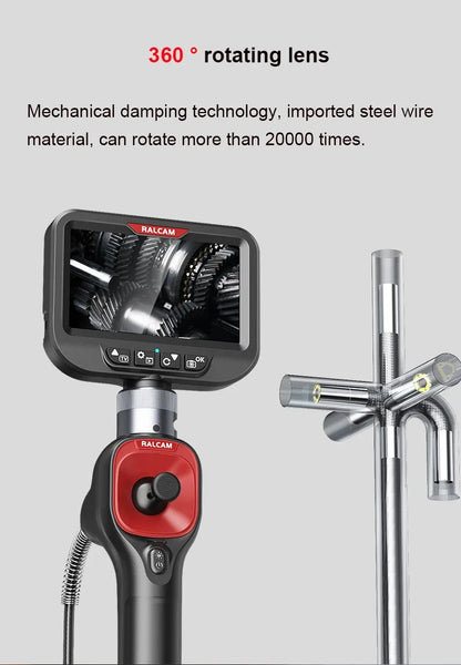 360° Articulating Borescope 6.2mm 4 Ways 3m Wires IPS Automotive Inspection Camera 6 Adjustable LED Lights