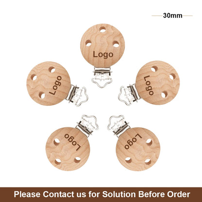 Mabochewing 20pcs 30mm 35mm Natural Beech Wood Clips for Baby Mobile Chewing Pacifier Chain