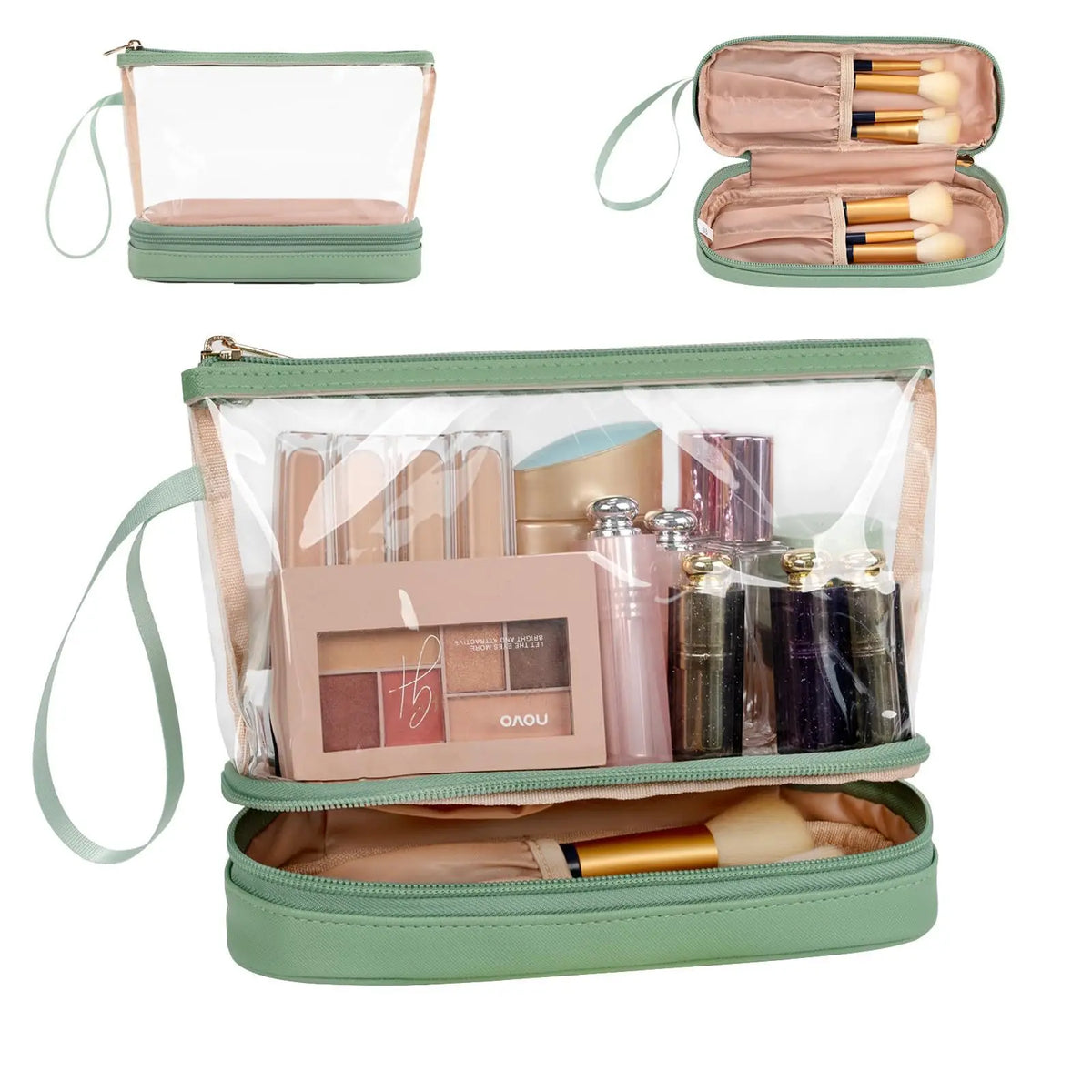  Double-Layer Large Capacity Makeup Bag, Multifunctional Wet and Dry Separation Travel Toiletry Bag, Makeup Brush Organizer