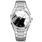 Top Brand Men Watch Marble Dial 42mm Arabic Scale Clock Silver Stainless Steel Quartz Movement Sports Business Wristatch for Men