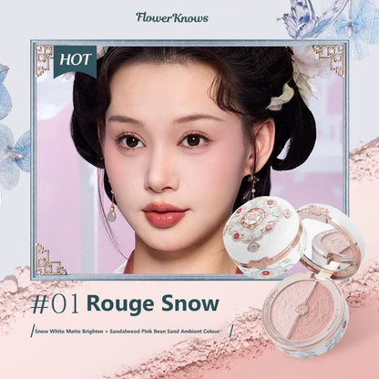 Flower Knows Strawberry Rococo Embossed Blush Fine Powder Makeup Smooth Long Lasting Blusher Waterproof Blush Maquiagem