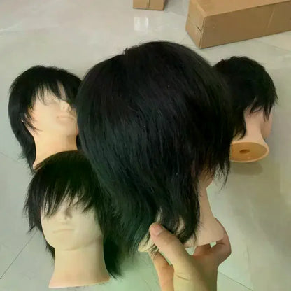 Real Human Hair Mannequin Head Short Black Hair Perfect For Barber Training Practice Beauty Styling Tool