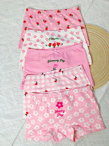 Girls' Underwear Cotton Shorts Children's Cartoon Shorts 5-Pack