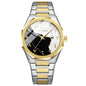 Top Brand Men Watch Marble Dial 42mm Arabic Scale Clock Silver Stainless Steel Quartz Movement Sports Business Wristatch for Men