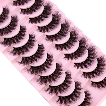 New 7/10 Pairs Faux Mink Eyelashes Handmade False Eyelashes Natural Nude Makeup Simulation Cross Messy Eye 3D Curly Eyelashes