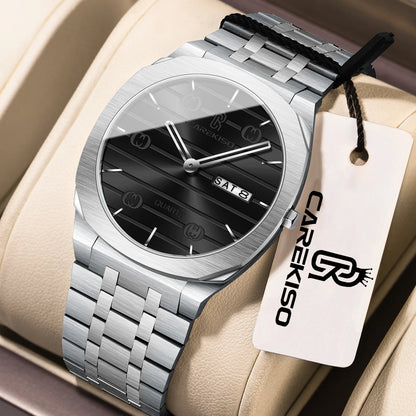 CAREKISO Luxury Fashion Men Clock Waterproof Week Date Casual Man Wristwatch Stainless Steel Quartz Business Men's Watches Reloj